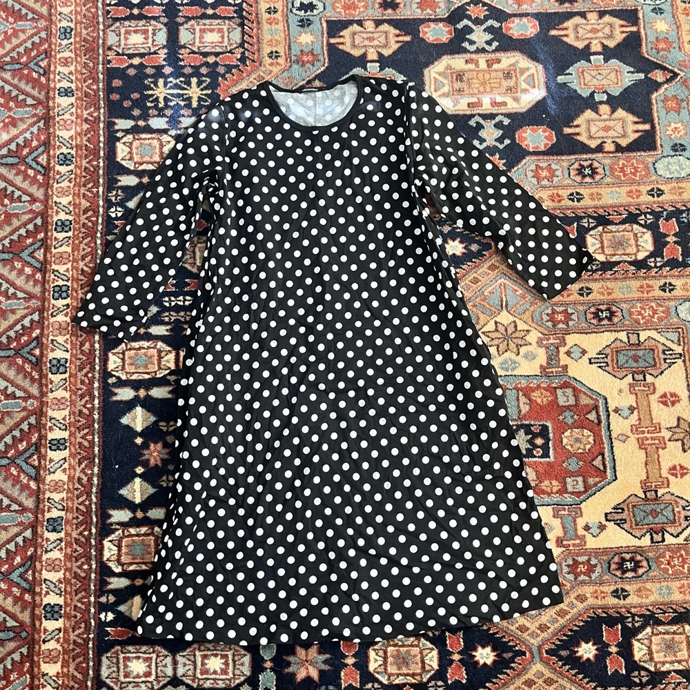 Marimekko Pallo shift black white polka dot cotton pockets midi S - Picture 2 of 9